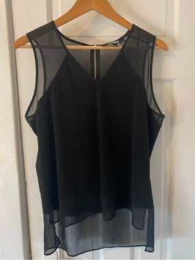 DKNY Women's Black Sheer Layered Sleeveless Top